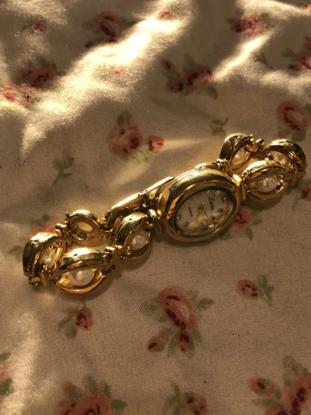 golden pearl feminine balletcore cute dainty watch y2k